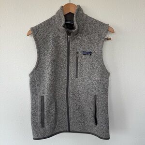 Men’s Patagonia Fleece Sweater Vest in Heathered Grey Black size Small